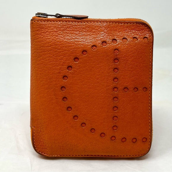 Hermès Orange Mysore Evelyne Compact Zip-Around Wallet - Picture 1 of 13